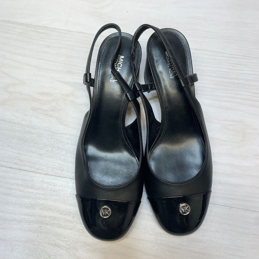 Michael Michael Kors Perla Flex Sling Pumps Women Size 8 Black Leather Slingback - Picture 6 of 10